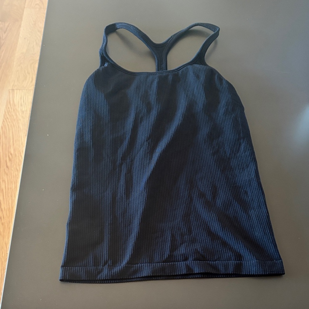 Athleta Renew Ribbed Racerback Tank Top in Black
